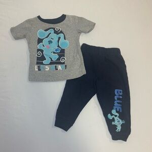 Blue’s Clues 12M Outfit Set T-Shirt Joggers Gray Blue